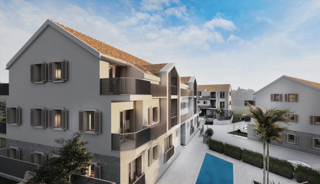 <p>Located in an unspoiled part of nature, near the sea, overlooking the most beautiful bay on the Montenegrin coast.</p><p>The complex consists of three residential buildings, infront of which there is a parking lot. The residential buildings consist of the first floor, second floor and attic. The area of the plot is 2.240 m2.</p><p>The project offers the highest level of comfort, quality and functional living spaces.</p><p>The total number of residential units is 32, 30 of the one bedroom apartments and 2 of them are two bedroom apartments.</p><p>The complex contains all the elements of an exclusive residence as the space in question and the configuration of the land allow. A swimming pool, sauna, smart home system, children's corner and much more are available for luxurious living and vacation.</p><p>On the first floor of the complex, there is a common modern reception for all users of the complex.</p><p>The courtyard of the complex is maximally landscaped and has various facilities for the youngest residents of the future complex, as well as for older users, which will make life in the complex even more comfortable, high quality and pleasant.</p><p>A relaxation corner, a SPA&Wellness center with an exclusive swimming pool with sauna is available to all users in front of the complex.</p><p>In addition to these facilities, there are also seating areas and corner for the youngest residents of the settlement the form of a children's playgorund. The children's playground is quipped with a wide range of entertainment, suitable and safe for children.</p><p>&nbsp;</p><p>&nbsp;</p>
